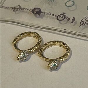 Gold Snake Design Huggie Earrings with Sparkling Accents